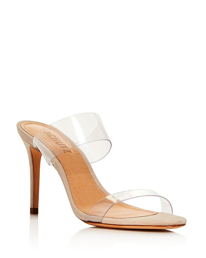 Shop Schutz Women's Ariella Clear Strap High-heel Slide Sandals In Natural/transparent