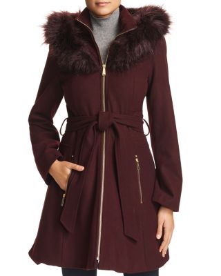 Laundry By Shelli Segal Faux Fur Hooded, Laundry Faux Fur Lined Coats