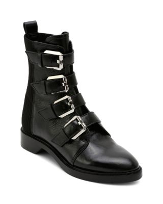 Gaven Buckled Leather Combat Boots 