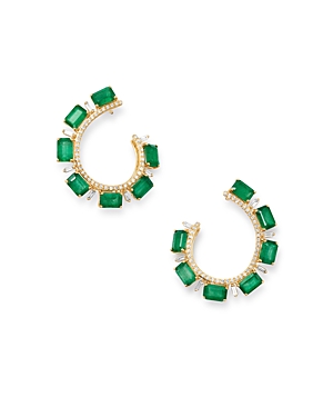Bloomingdale's Emerald & Diamond Front-Back Earrings in 14K Yellow Gold - 100% Exclusive