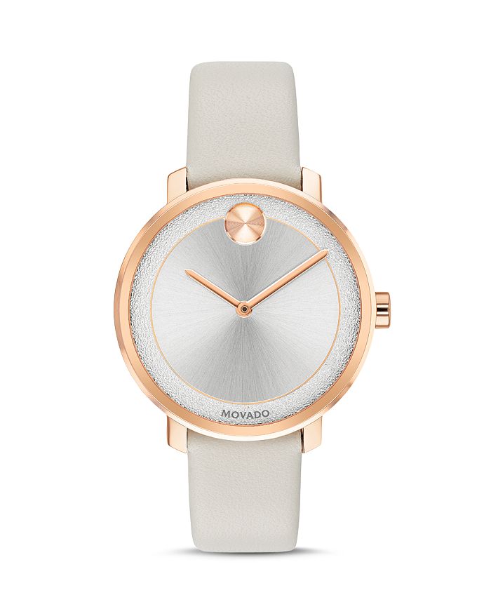 Movado BOLD Gray Leather Strap Watch, 34mm | Bloomingdale's