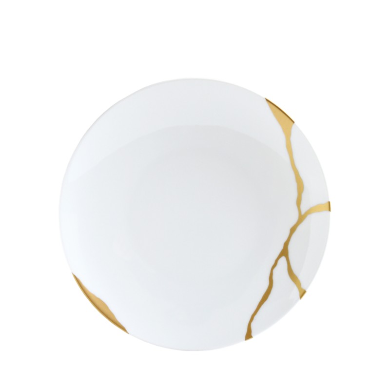 Bernardaud Kintsugi-Sarkis 24K Gold Coupe Salad Plate in White/Gold