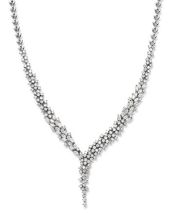 Bloomingdale's Diamond Leaf Statement Necklace in 14K White Gold, 7.25 ...