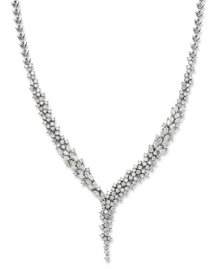Bloomingdale's Diamond Leaf Pattern Statement Necklace In 14k White Gold, 7.25 Ct. T.w. - 100% Exclusive