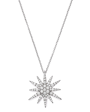 Bloomingdale's Diamond Starburst Pendant Necklace in 14K White Gold, 1.5 ct. t.w. - 100% Exclusive