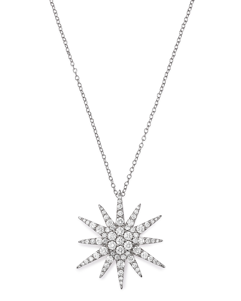 Bloomingdale's Fine Collection Diamond Starburst Pendant Necklace in 14K White Gold, 1.5 tcw