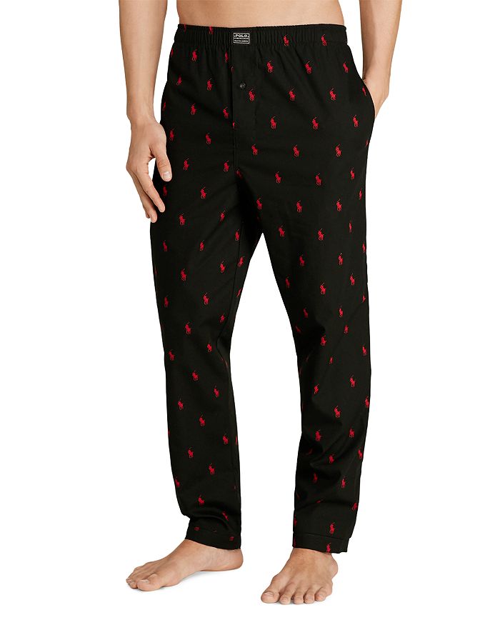 Shop Polo Ralph Lauren Allover Pony Print Pajama Pants In Black