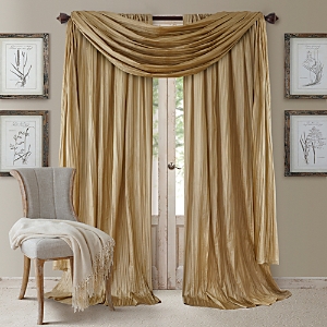 Elrene Home Fashions Athena 52 X 108 Crinkled Curtain Panels, Pair With Scarf Valance In Gold