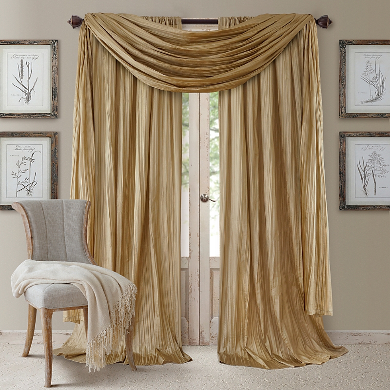 Elrene Home Fashions Athena 52 X 108 Crinkled Curtain Panels, Pair With Scarf Valance