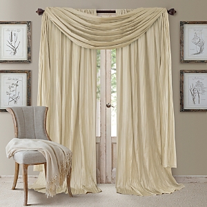Elrene Home Fashions Athena 52 X 84 Crinkled Curtain Panels, Pair With Scarf Valance In Ivory