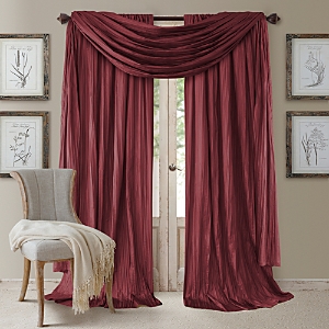 Elrene Home Fashions Athena 52 X 84 Crinkled Curtain Panels, Pair With Scarf Valance In Red