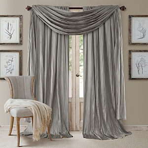 Elrene Home Fashions Athena 52 X 84 Crinkled Curtain Panels, Pair With Scarf Valance In Sterling