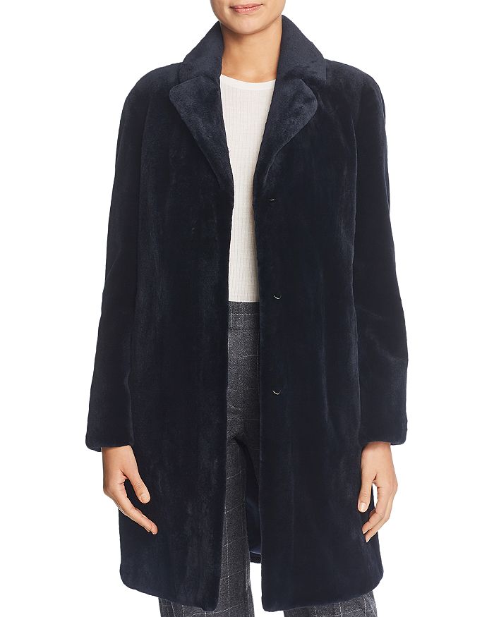 Maximilian Furs Sheared Mink Fur Coat In Dark Blue