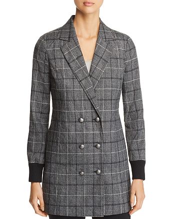 Marled - Plaid Double-Breasted Blazer