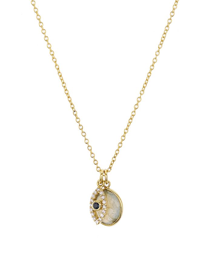 Aqua Evil Eye Charm & Stone Pendant Necklace In 18k Gold-plated Sterling Silver, 16 - 100% Exclusive