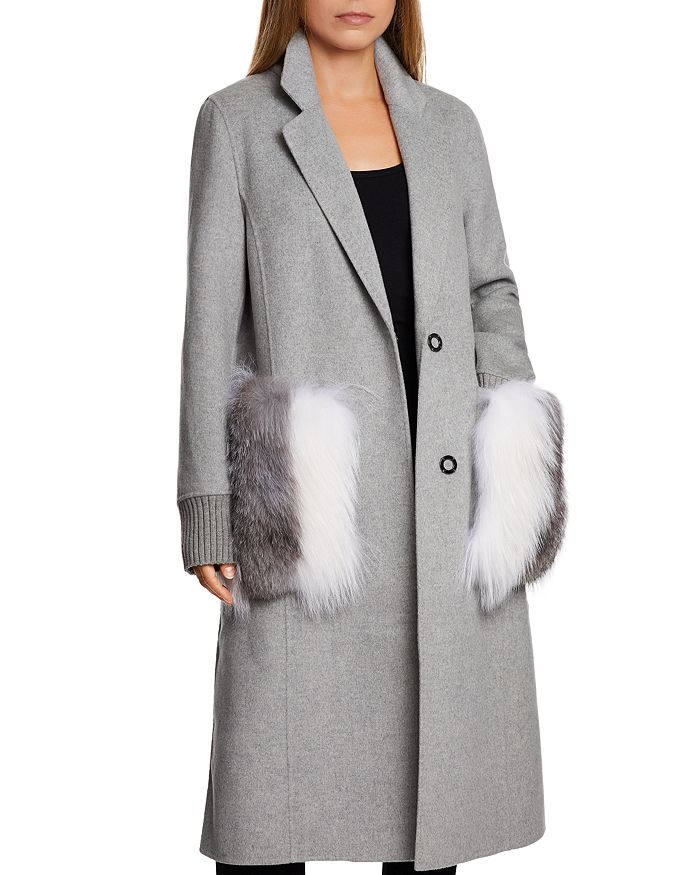 Dawn Levy Natalie Fur Pocket Coat In Heather Gray ModeSens