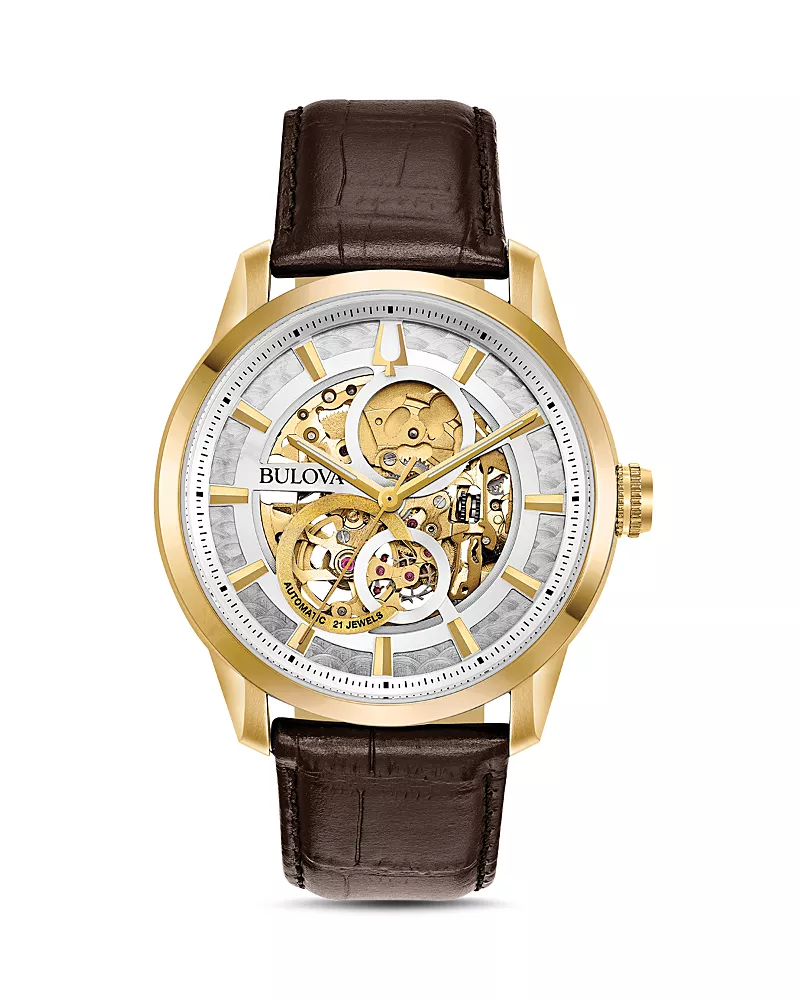 Bulova Sutton Skeleton Watch, 43mm