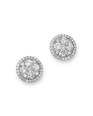 Bloomingdale's Fine Collection Diamond Circle Halo Stud Earrings in 14K White Gold, 1.0 ct. t. w. - Exclusive