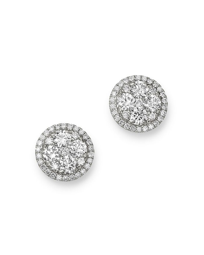 Bloomingdale's Diamond Circle Halo Stud Earrings In 14k White Gold, 1.0 Ct. T. W. - Exclusive