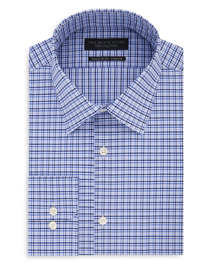 The Men's Store At Bloomingdale's Checked Regular Fit Dress Shirt - 100% Exclusive In Navy