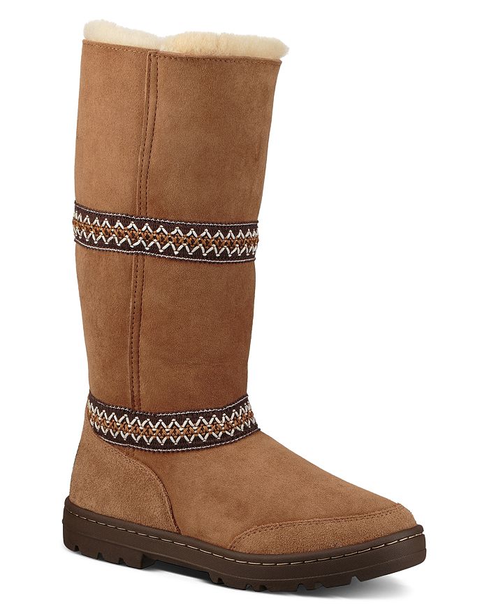 UGG WOMEN'S ORIGINAL SUNDANCE ROUND TOE SUEDE & SHEEPSKIN TALL BOOTS,5605O