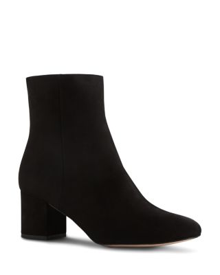 black suede ankle booties low heel