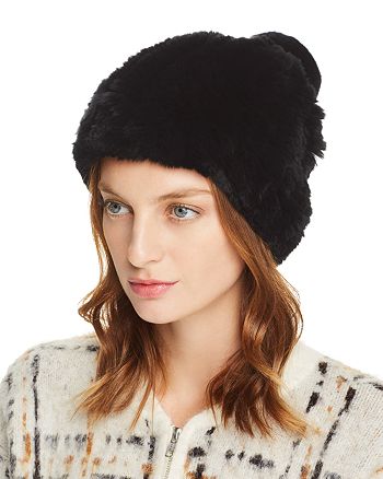 Maximilian Furs Knit Rex Rabbit Fur Hat - 100% Exclusive | Bloomingdale's