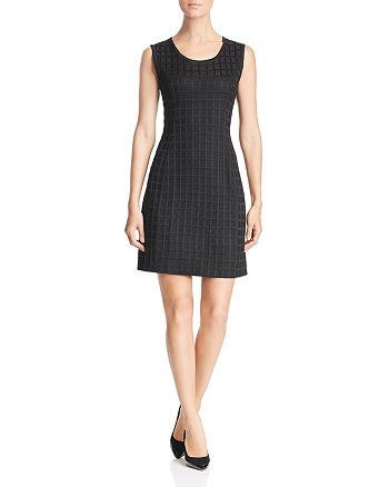 Misook Textured Check Knit Dress | Bloomingdale's