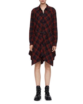 allsaints tala plaid shirt dress