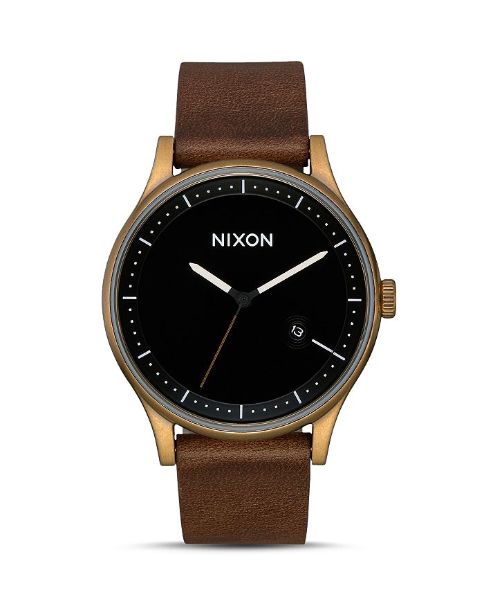 NIXON STATION BROWN LEATHER WATCH, 41MM,A1161