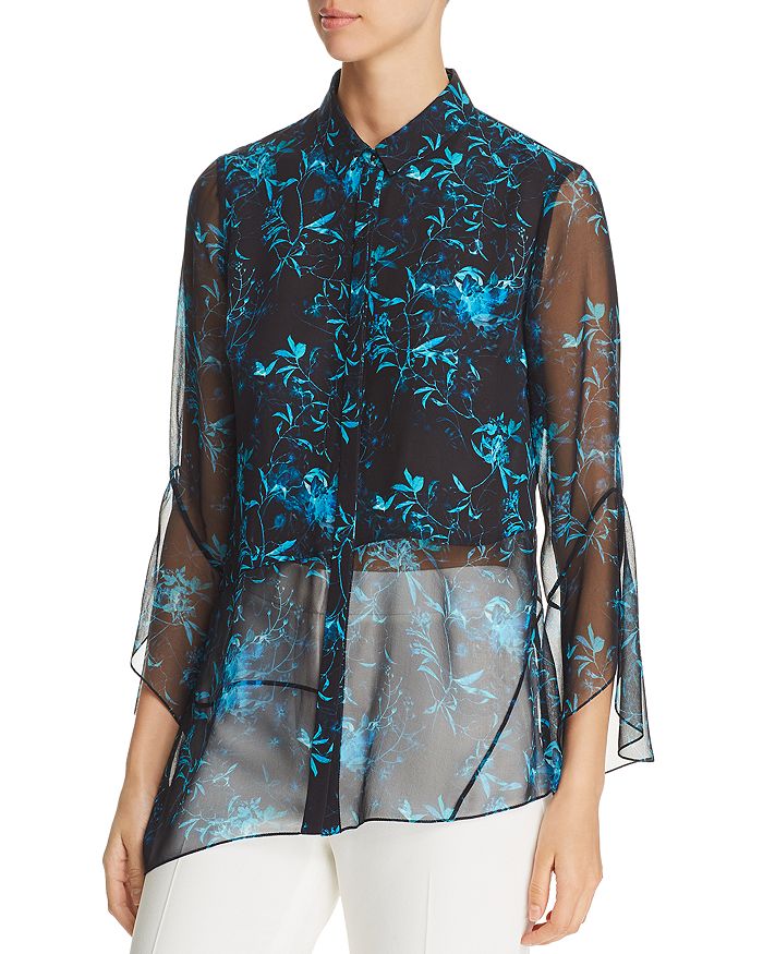 Elie Tahari Layla Asymmetric Floral Silk Blouse | Bloomingdale's