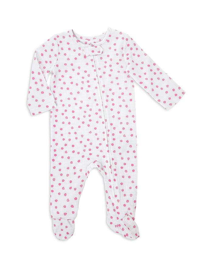 Aden And Anais Girls' Dotted Footie - Baby In White/pink