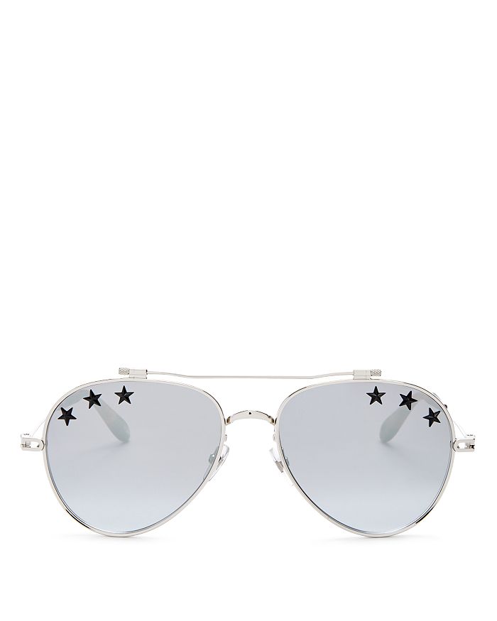 GIVENCHY WOMEN'S EMBELLISHED MIRRORED BROW BAR AVIATOR SUNGLASSES, 58MM,GV7057STAR