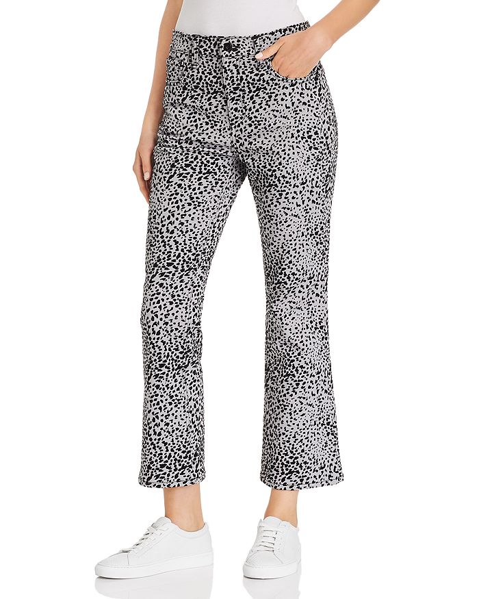 rag bone JEAN Hana Flocked Cropped Flared Jeans in Gray Cheetah