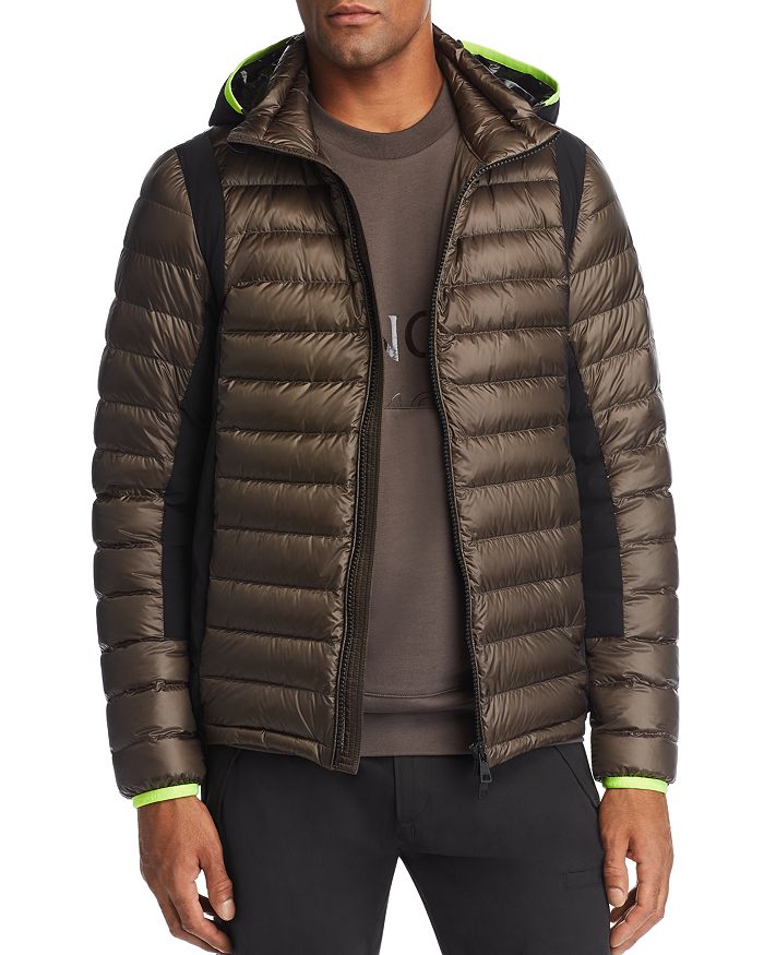MONCLER COLOR-BLOCK DOWN HOODED PUFFER JACKET,E1091403798553279