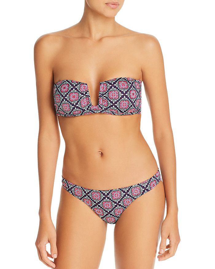 OndadeMar Tile Print Bandeau Bikini Top Tile Print Low Rise