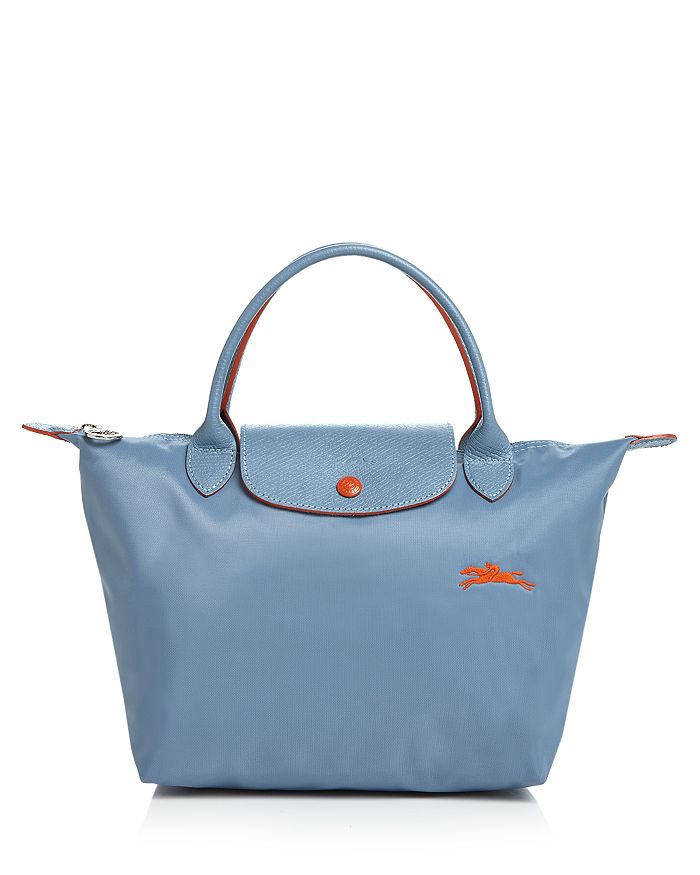 Longchamp Le Pliage Club Small Nylon Travel Bag In Blue Mist/silver