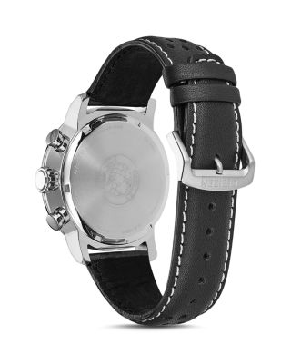 Men's Leather Strap Watch, 44mm