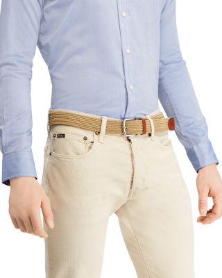 Leather-Trimmed Braided Belt