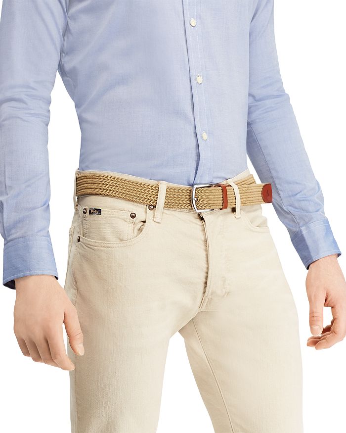 Shop Polo Ralph Lauren Ralph Lauren Leather Trimmed Braided Belt In Brown