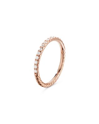 Cable Pav&eacute; Band Ring in 18K Rose Gold with Diamonds