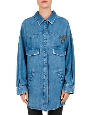 THE KOOPLES DENIM AND LILY PATCH SHIRT,FCCD17097J