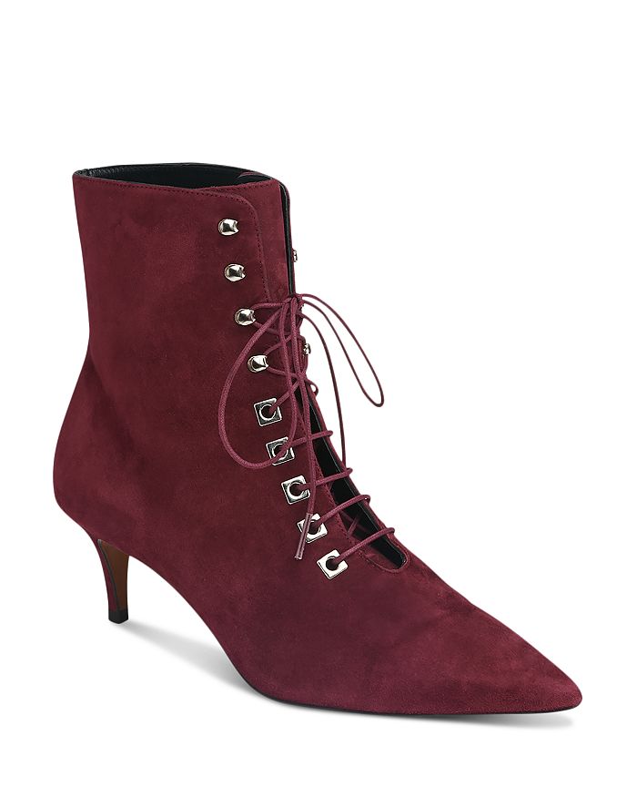 Whistles Women's Celeste Kitten Heel Suede Booties In Dark Red