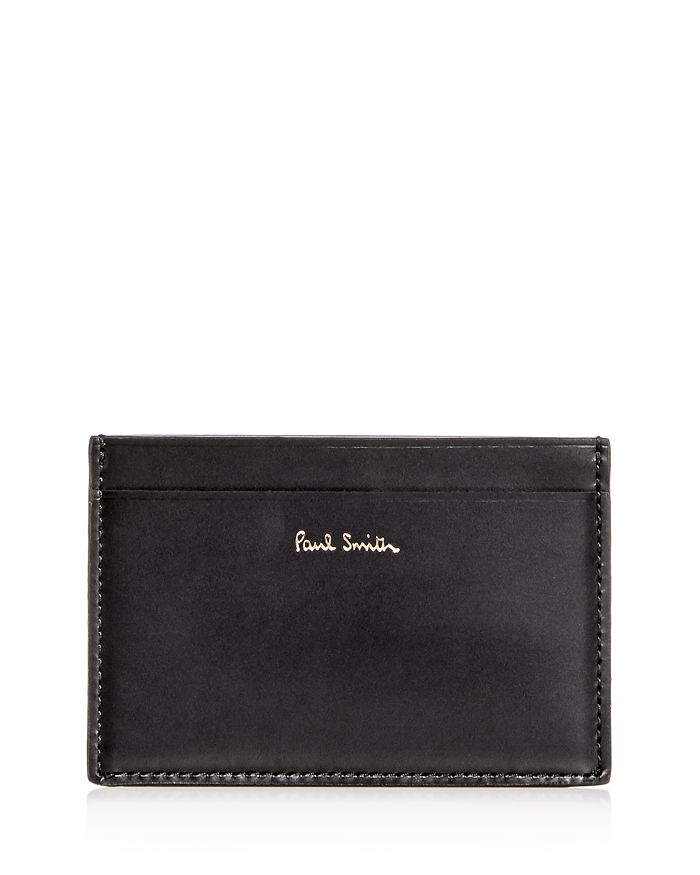 Paul Smith Camera Print Leather Card Case In Black