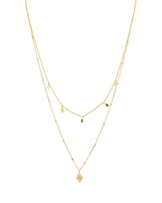 Layered Pendant Necklace in 14K Gold-Plated Sterling Silver, 14"-16"