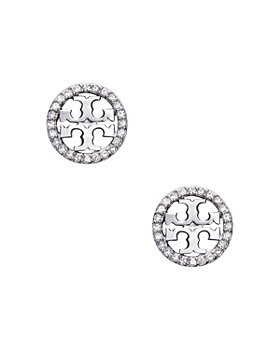 Tory Burch - Crystal Circle Logo Stud Earrings