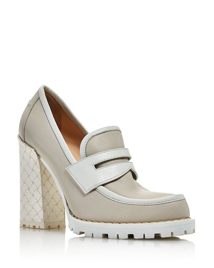 Bottega Veneta Women's High Block-heel Loafers In Bianco