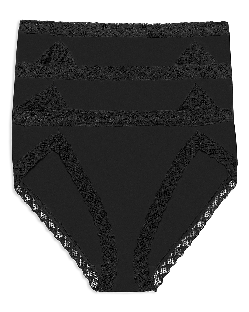 Natori Bliss Lace Trim High Rise Brief Underwear 3-pack 755058mp In Black