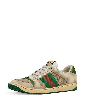 Gucci Men's Distressed GG Supreme Canvas & Leather Lace-Up Sneakers ...