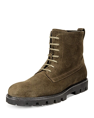 Vince Men's Commander Lace-up Suede Boots In Dark Olive